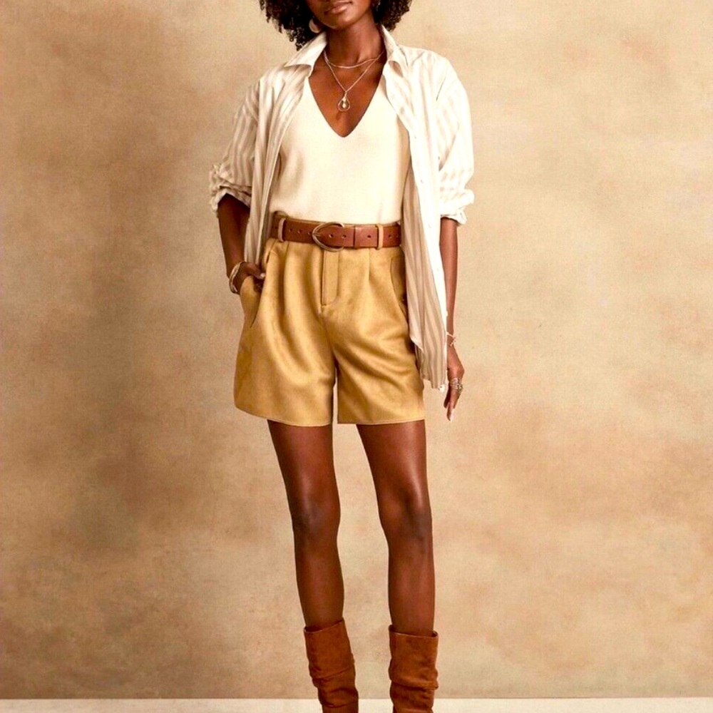 Banana Republic Factory vegan suede belted shorts
